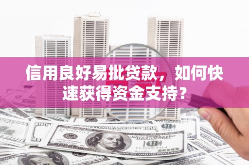 裕华信用良好易批贷款，如何快速获得资金支持？